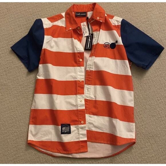 The Hundreds Clot Independence Day Supreme Box Logo July 4 USA Stripes Shirt M - Picture 2 of 4